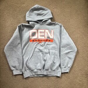 NFL Team Apparel Denver Broncos Hoodie Mens Medium Gray Football NFL